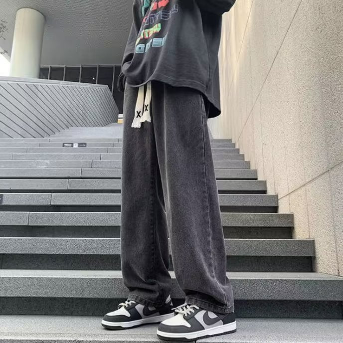 Japanese-style Drawstring Elastic-waist Jeans For Men