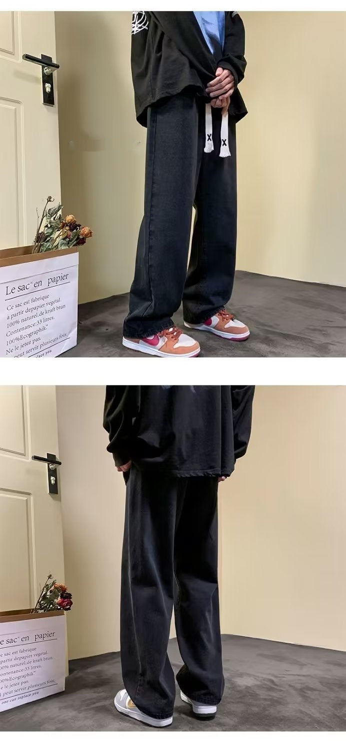 Japanese-style Drawstring Elastic-waist Jeans For Men
