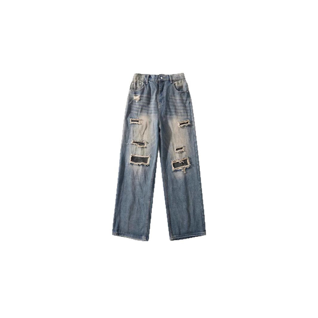 Mens  Streetwear Camouflage Ripped Jeans