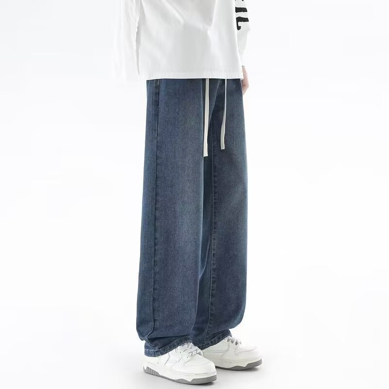 Japanese-style Drawstring Elastic-waist Jeans For Men
